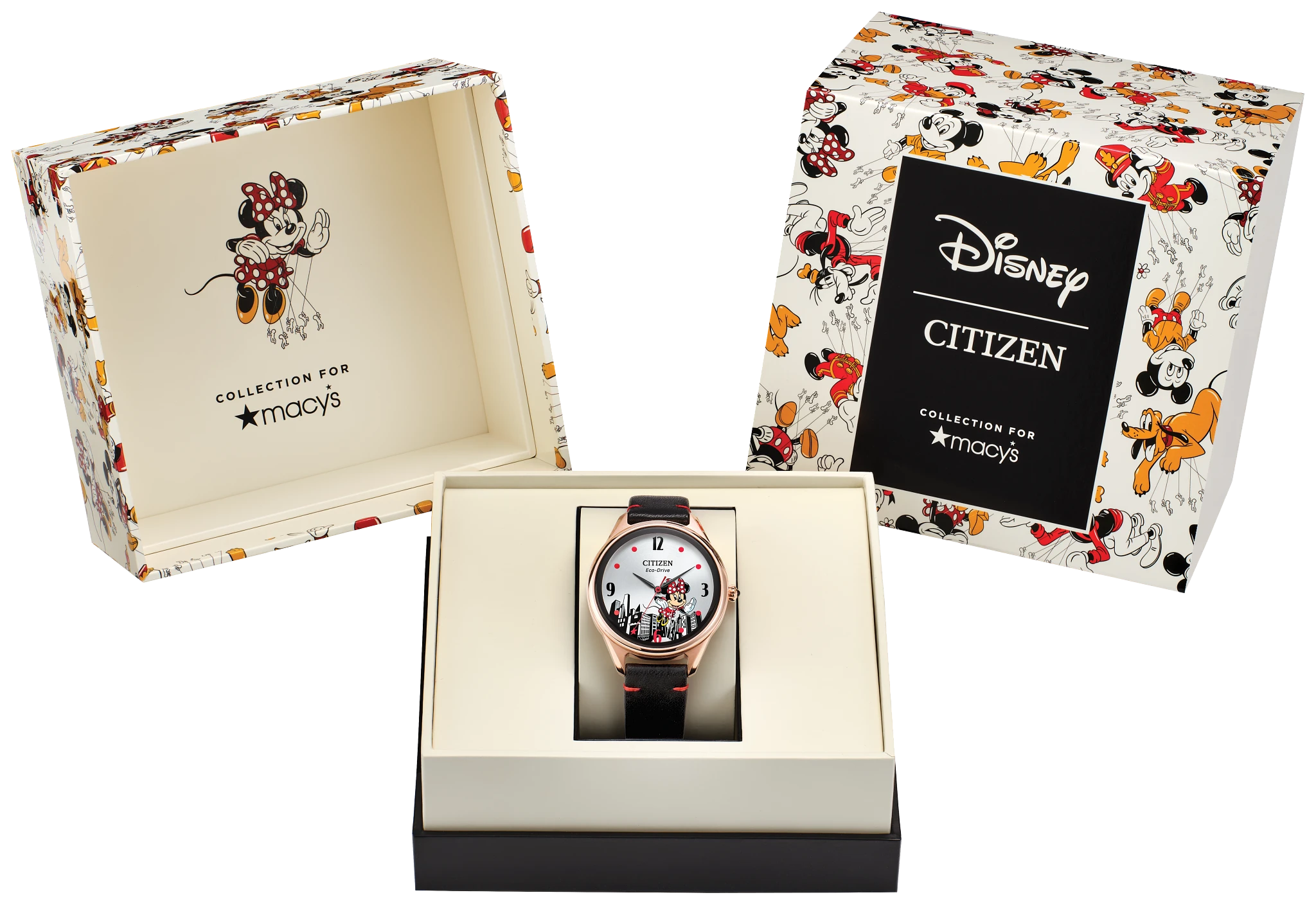 Soaring High Minnie Mouse Silver-Tone Dial Leather Strap FE7102